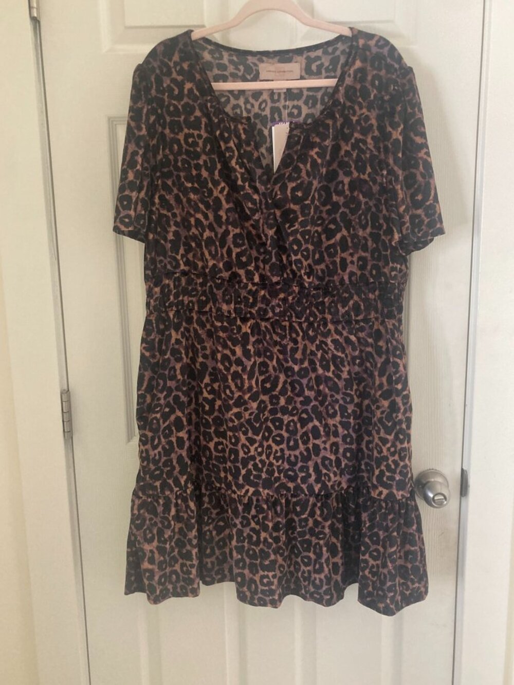 NWT French Connection Leopard Print Tiered V-Neck Dress - XXL